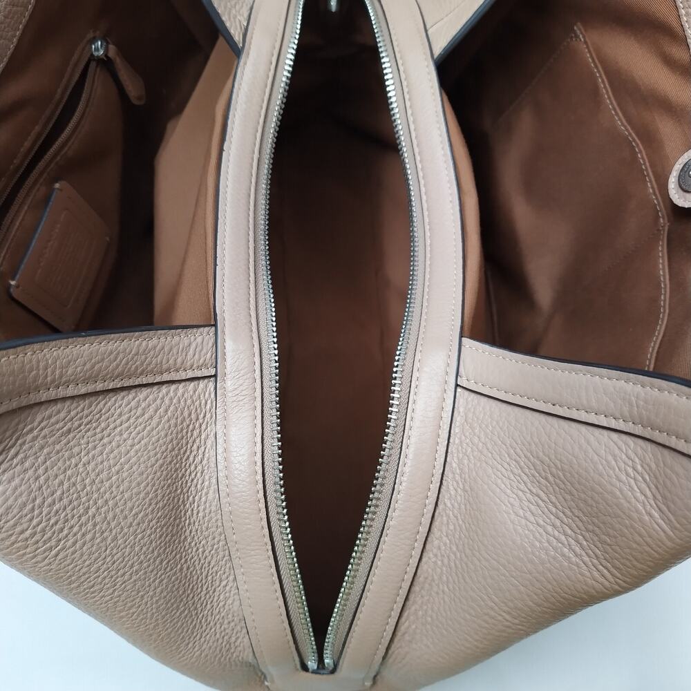 Coach Kristy Taupe Beige Pebble Leather Triple Compartment Shoulder Bag - Picture 10 of 16